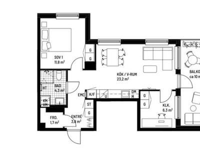 Hyr ett 2-rums lägenhet på 53 m² i Haninge