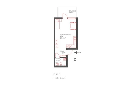 Hyr ett 1-rums lägenhet på 35 m² i Västerås