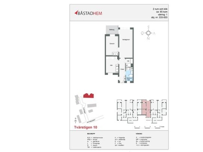 Hyr ett 2-rums lägenhet på 65 m² i Tvärstigen