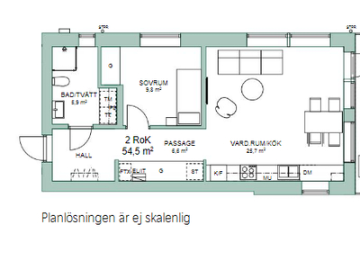 2 rums lägenhet i Varberg