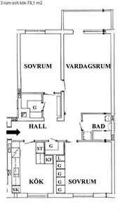 3 rums lägenhet i Katrineholm