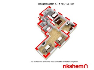 Hyr ett 3-rums lägenhet på 106 m² i Norrköping innerstaden