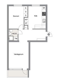 2 rums lägenhet i Växjö