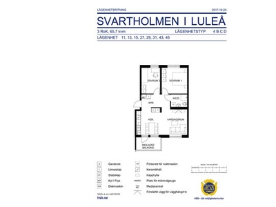 Hyr ett 3-rums lägenhet på 65 m² i Luleå