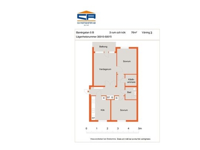 Hyr ett 3-rums lägenhet på 76 m² i Kalmar