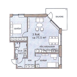 Hyr ett 3-rums lägenhet på 77 m² i Värnamo