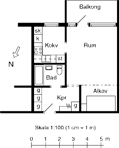 1 rums lägenhet i Nässjö