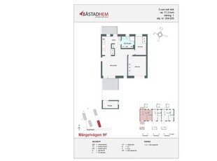 Hyr ett 3-rums lägenhet på 71 m² i Solbacka/Märgelvägen