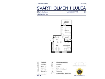 Hyr ett 2-rums lägenhet på 54 m² i Luleå