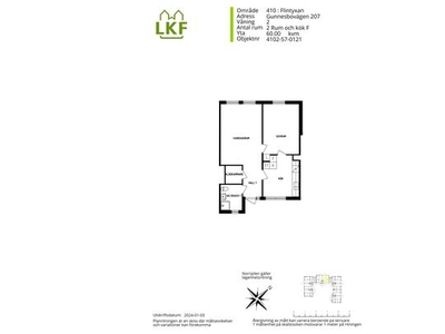 Hyr ett 2-rums lägenhet på 60 m² i Flintyxan