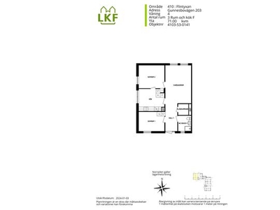 Hyr ett 3-rums lägenhet på 71 m² i Flintyxan