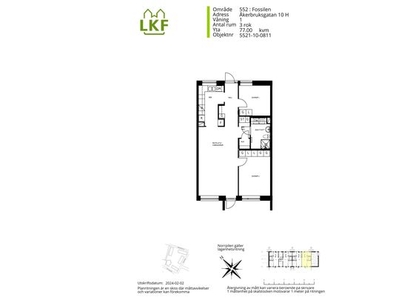 Hyr ett 3-rums lägenhet på 77 m² i Fossilen