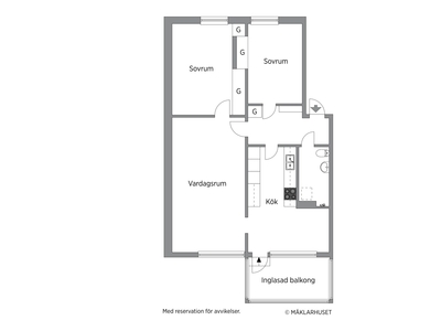 Lägenhet till salu på Bågevägen 55B i Sundsvall - Mäklarhuset