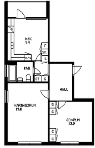 2 rums lägenhet i Mariestad