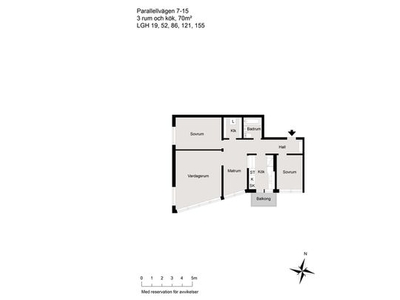 Hyr ett 3-rums lägenhet på 70 m² i Partille