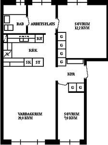 3 rums lägenhet i Umeå