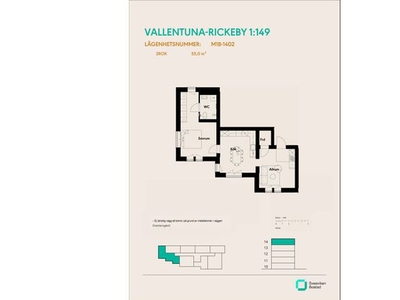 Hyr ett 2-rums lägenhet på 55 m² i Vallentuna