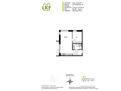 Hyr ett 2-rums lägenhet på 54 m² i Fossilen