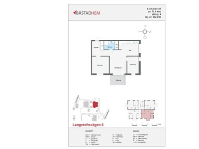 Hyr ett 3-rums lägenhet på 72 m² i Langetoftsvägen 6, 8