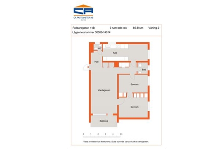 Hyr ett 3-rums lägenhet på 86 m² i Kalmar