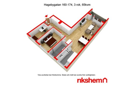 Hyr ett 3-rums lägenhet på 65 m² i Hageby