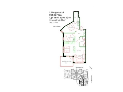 Hyr ett 3-rums lägenhet på 80 m² i Piteå