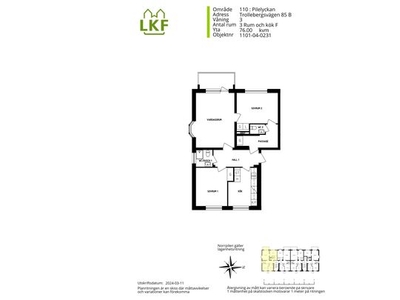 Hyr ett 3-rums lägenhet på 76 m² i Pilelyckan, Lund Väster