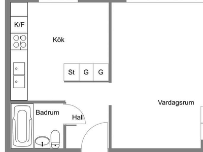 1 rum och Kök Badrum med badkar, 39 m , Vinkelgatan 15 B, Karlshamn