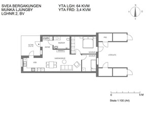 3 rums lägenhet i Munka-ljungby