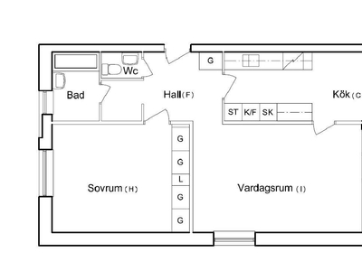 2 rums lägenhet i Halmstad