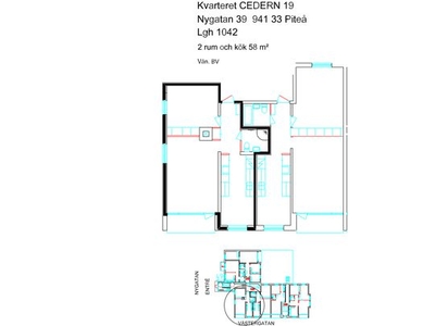 Hyr ett 2-rums lägenhet på 58 m² i Piteå