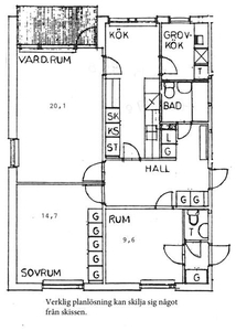 3 rums lägenhet i Götene