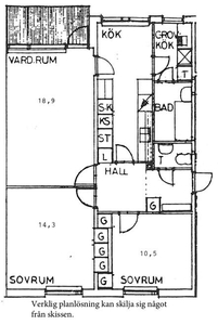 3 rums lägenhet i Götene