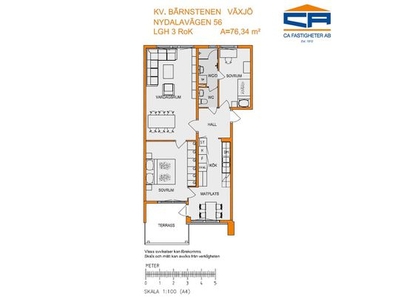 Hyr ett 3-rums lägenhet på 76 m² i Växjö