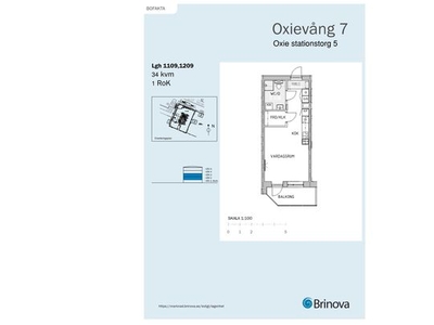 Hyr ett 1-rums lägenhet på 34 m² i Oxie - Centrum