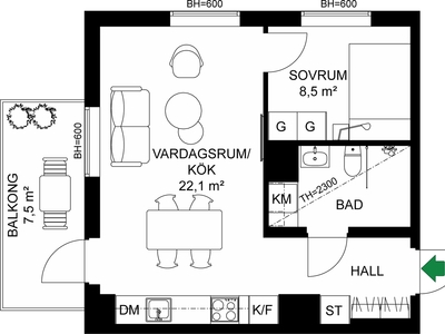 Lägenhet till salu på Stationsvägen 74 (lgh 2-1303) i Täby - Mäklarhuset