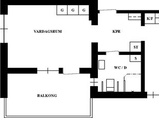 1 rums lägenhet i Holmsund