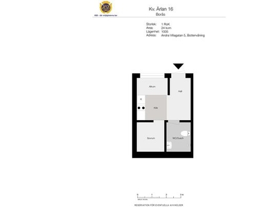 Hyr ett 1-rums lägenhet på 24 m² i Borås