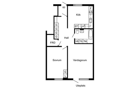 Hyr ett 2-rums lägenhet på 70 m² i Bureå