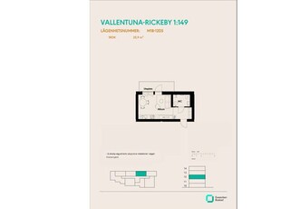 Hyr ett 1-rums lägenhet på 25 m² i Vallentuna