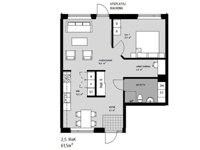 Hyr ett 2-rums lägenhet på 62 m² i Växjö