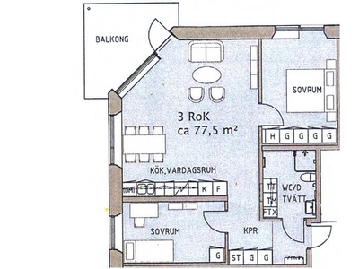 Hyr ett 3-rums lägenhet på 77 m² i Värnamo