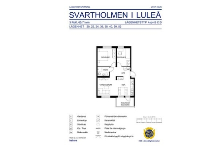 Hyr ett 3-rums lägenhet på 65 m² i Luleå