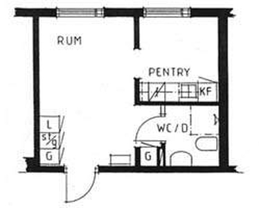 1 rums lägenhet i Västerås