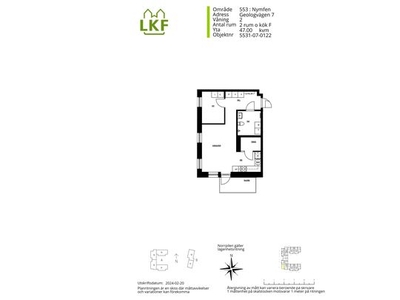 Hyr ett 2-rums lägenhet på 47 m² i Nymfen