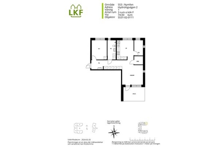 Hyr ett 3-rums lägenhet på 74 m² i Nymfen