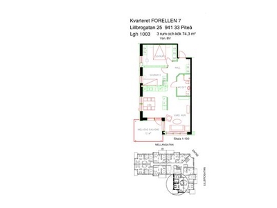 Hyr ett 3-rums lägenhet på 74 m² i Piteå