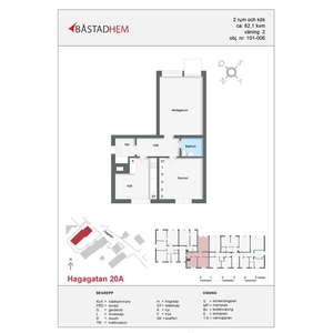 Hyr ett 2-rums lägenhet på 62 m² i Hagagatan