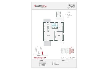 Hyr ett 3-rums lägenhet på 71 m² i Solbacka/Märgelvägen