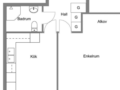 1 rum och Kök Badrum med dusch, 40 m , Ö. Prinsgatan 12, Karlskrona